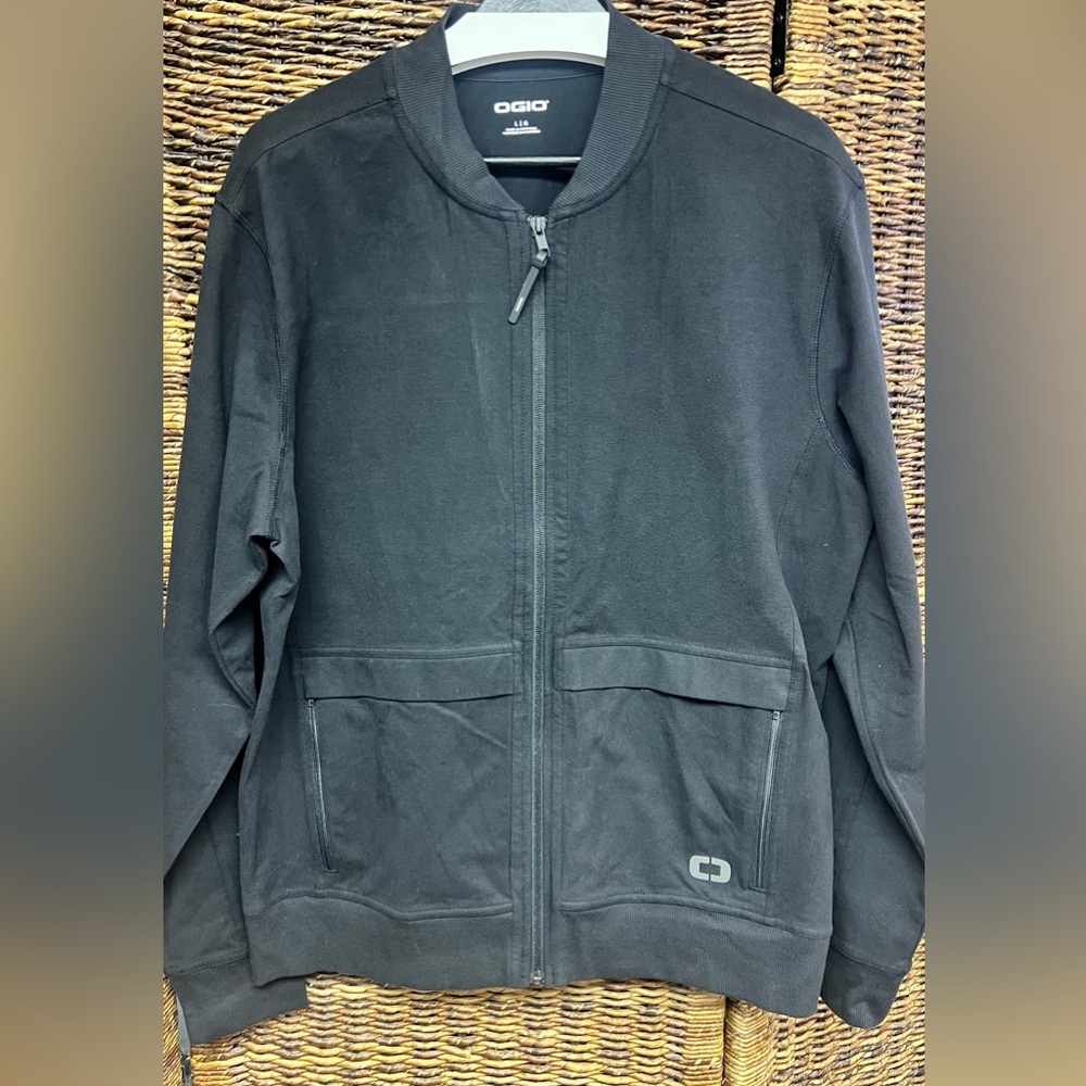 OGIO Men's Black Zip-Up Bomber Style Fleece Jacket- Large